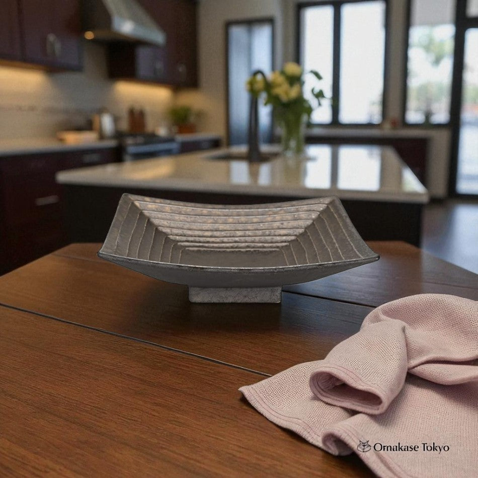 Minoyaki Salad Pot Rust Crystal Houndstooth