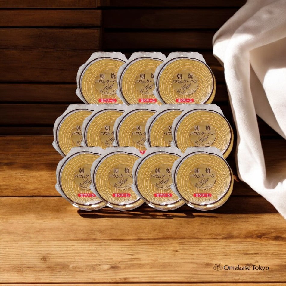 Kashihara Freshly Baked Baumkuchen Asayaki Vanilla Cream (12 Individually Wrapped)