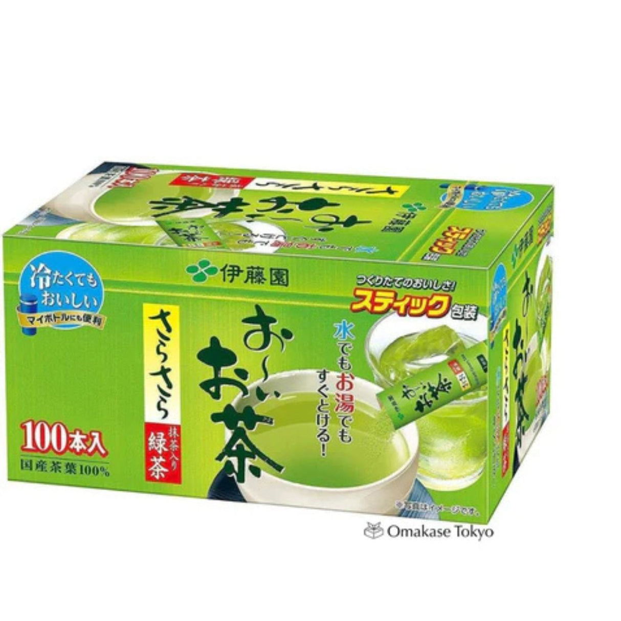 Itoen Oi Ocha Matcha Thé vert en poudre en bâtonnets, paquet de 100
