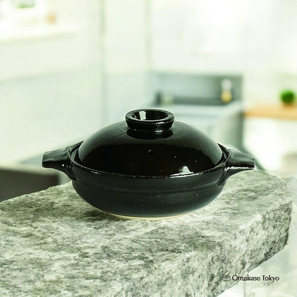 Saji Pottery Banko Ware Pot en faïence Noir