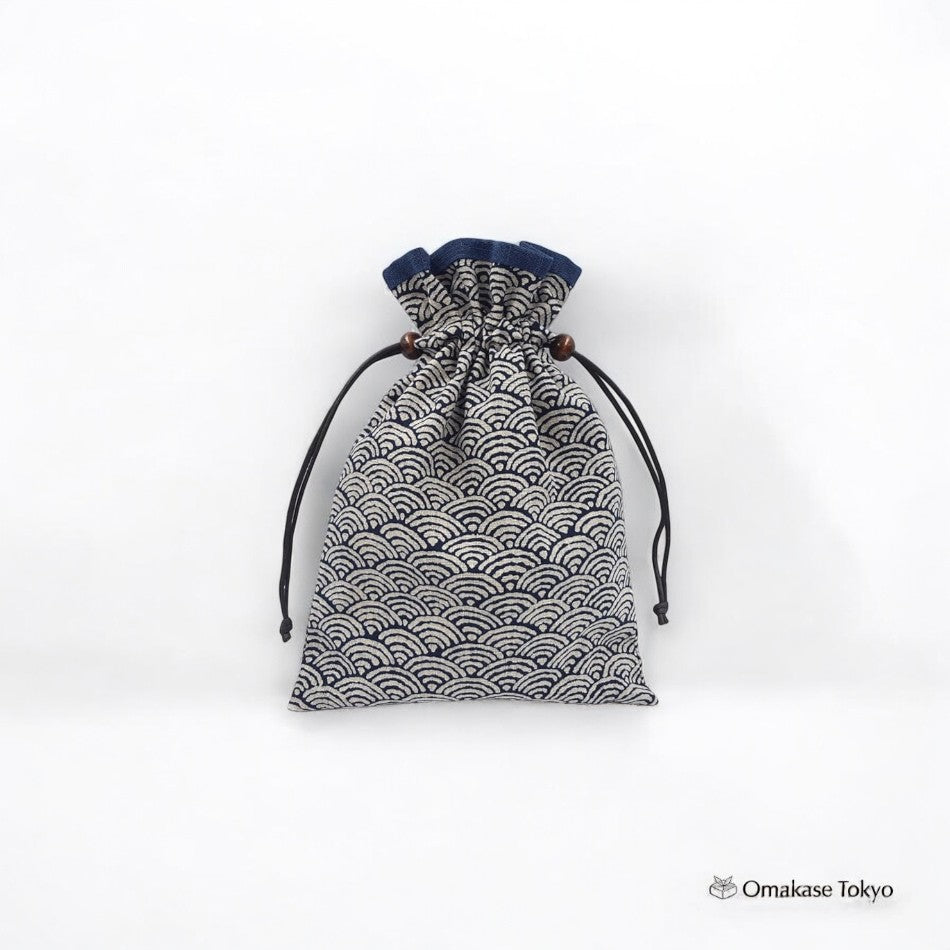 FUJITA Handcrafted Drawstring Bag-Navy