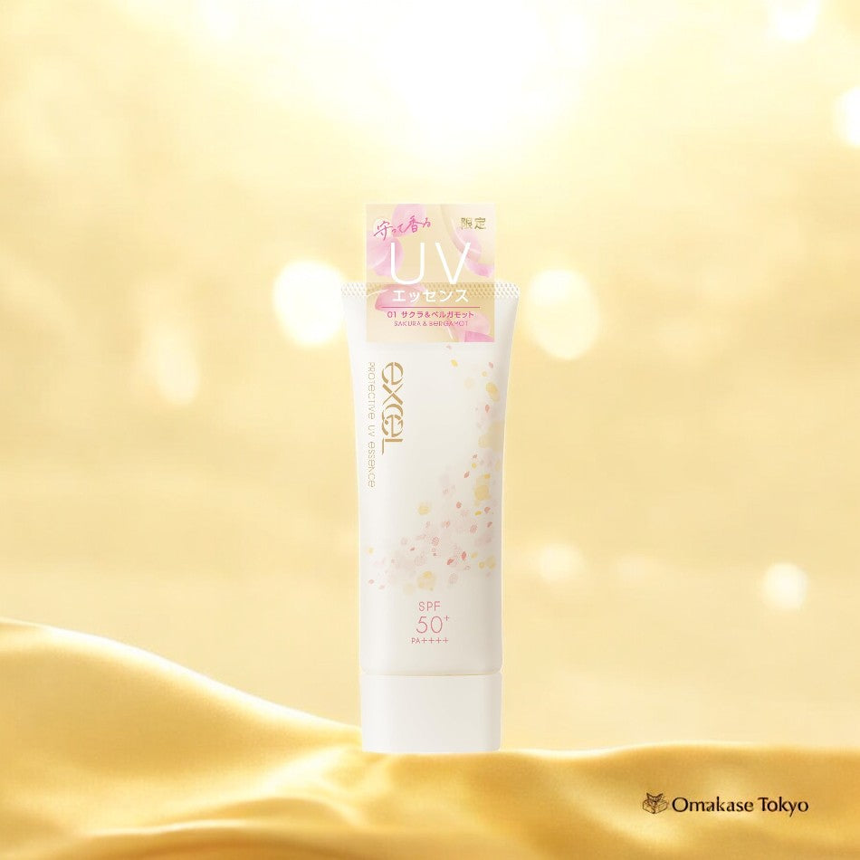 Excel Protective UV Essence Sakura & Bergamot Scented Sunscreen SPF50+
