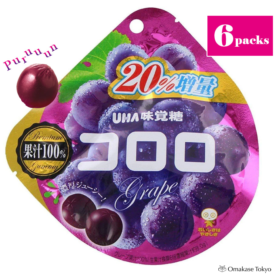 UHA Mikakuto Kororo Grape Gummy Candy (Pack of 6 per box)