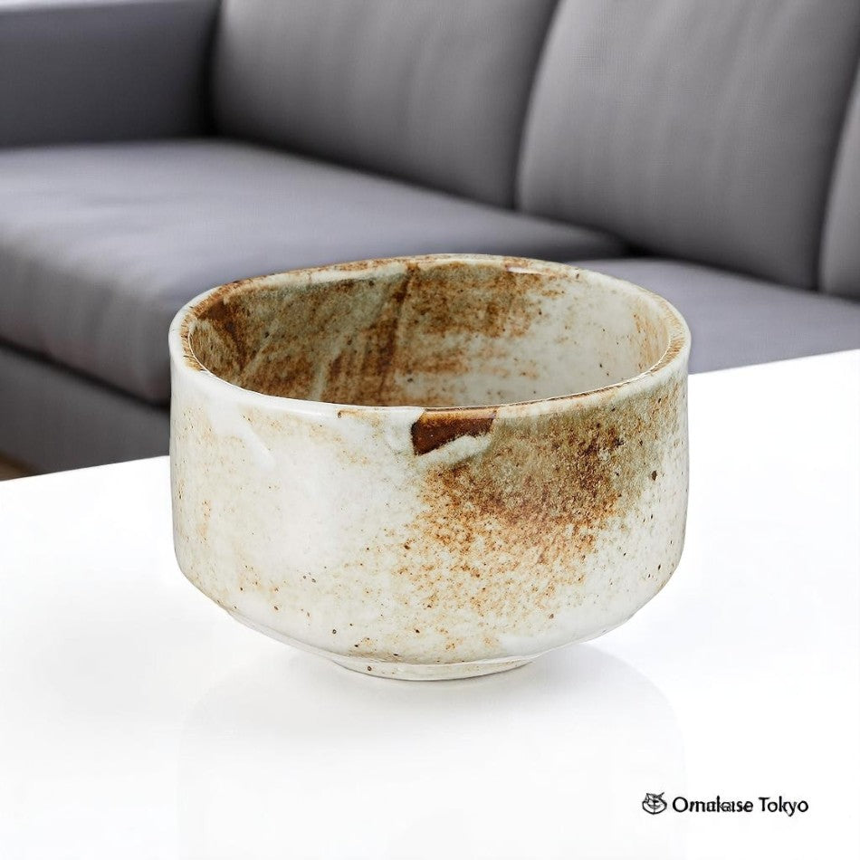 Ale-net Bol à matcha Yukishino blanc en céramique Mino Ware