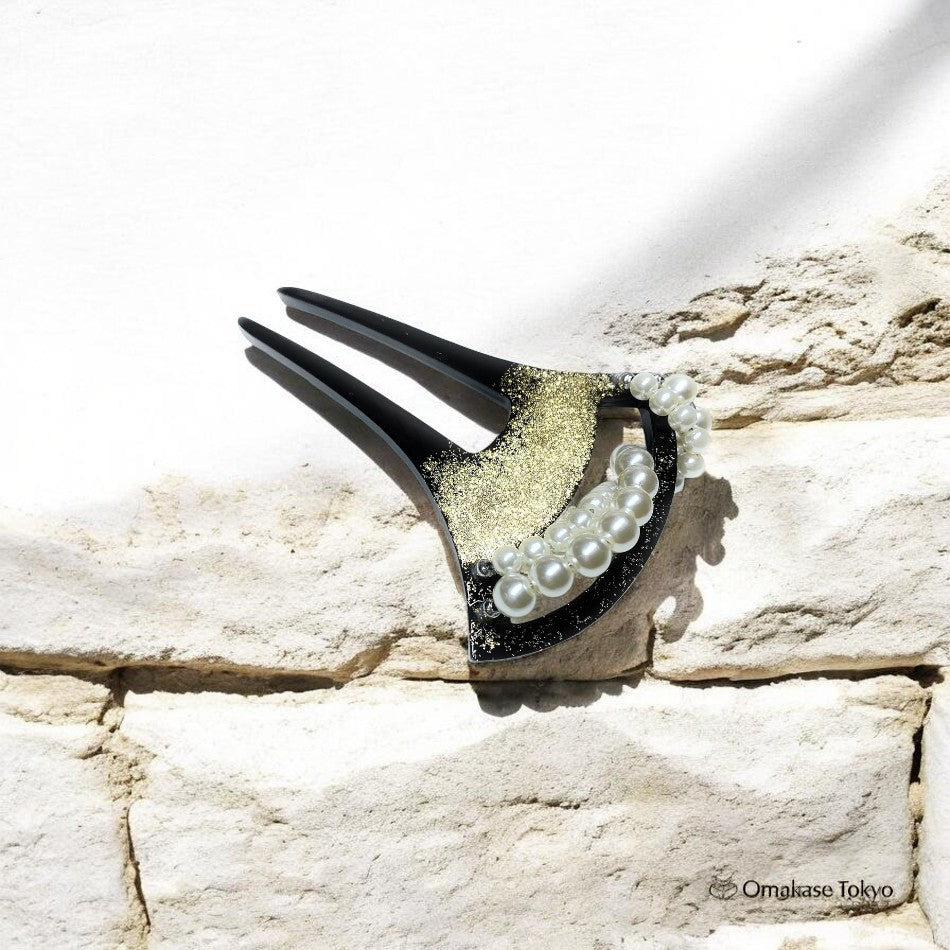 LOARIS Kanzashi Hairpin (Gold Glitter)