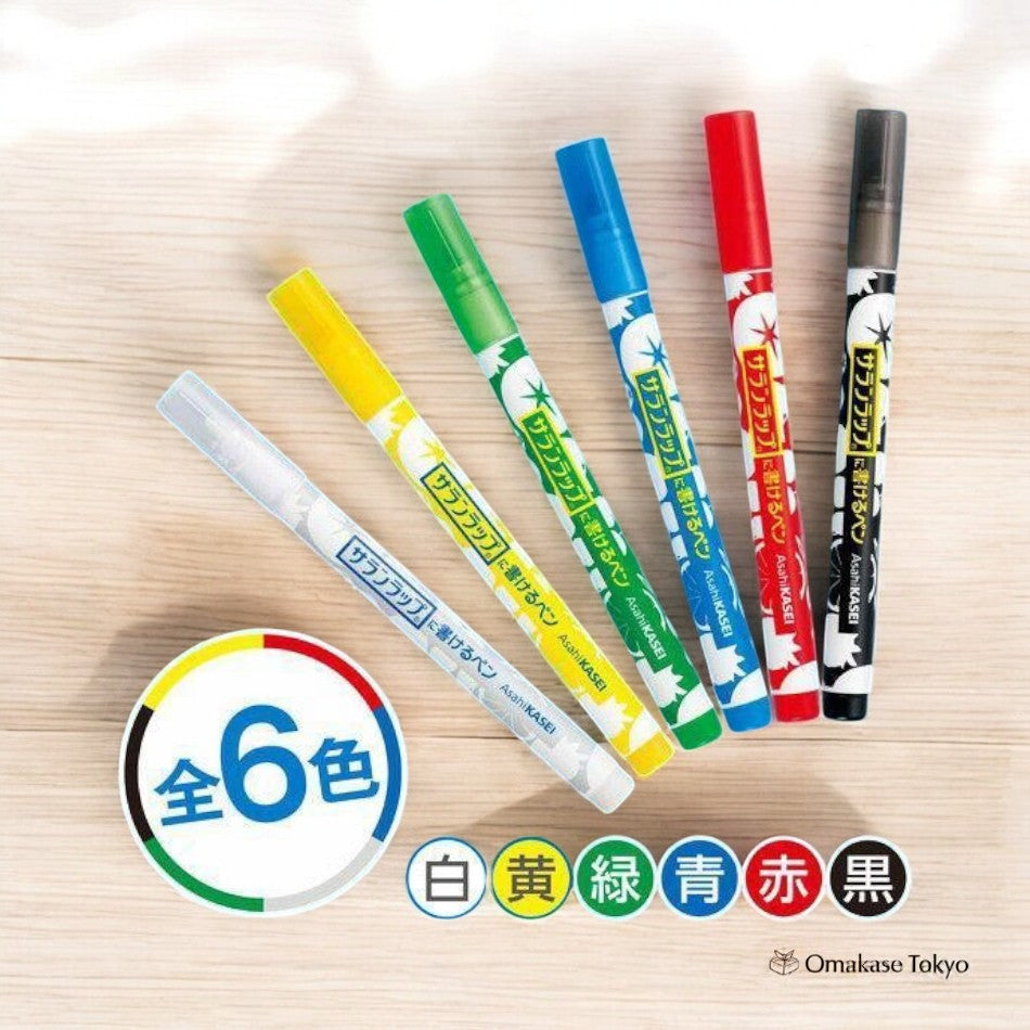 Asahi Kasei Marqueurs permanents 6 couleurs pour film Saran Wrap