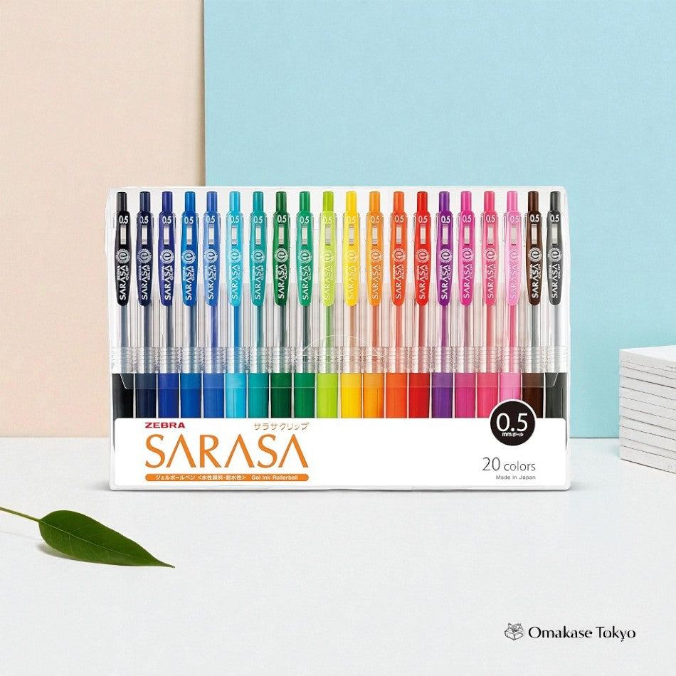 Zebra Sarasa Clip Gel Ink Ballpoint Pen – 0.5 mm Fine 20 Colors Set