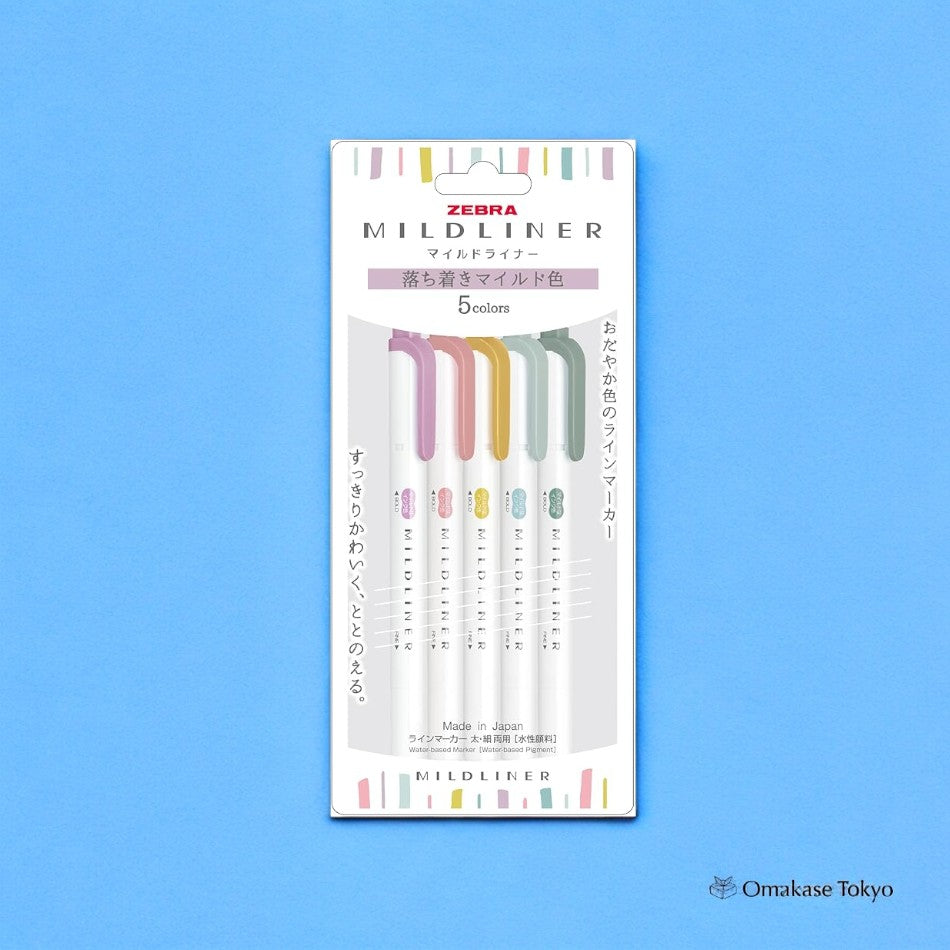 Zebra Mildliner Highlighter – Settle Mild 5-Color Set