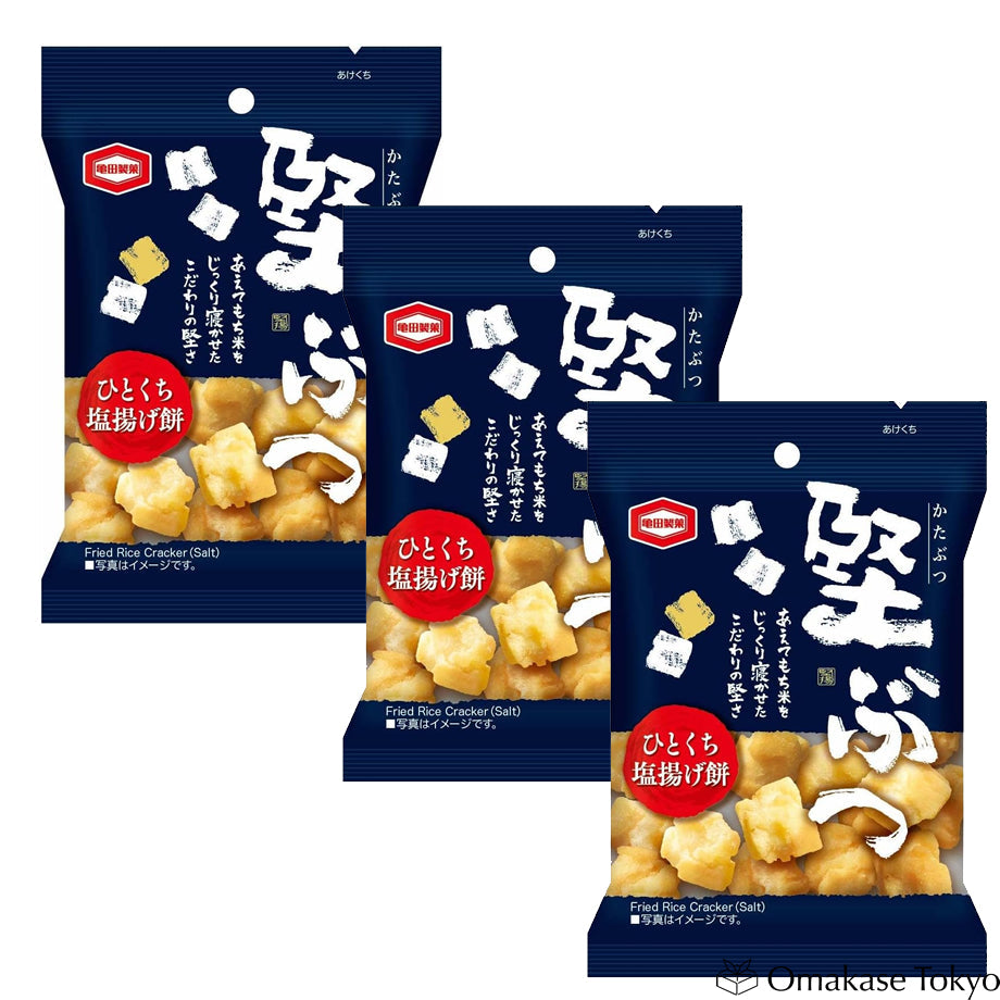 Kameda Katabutsu Salted Fried Rice Crackers Senbei 48g (Pack of 3 Bags)