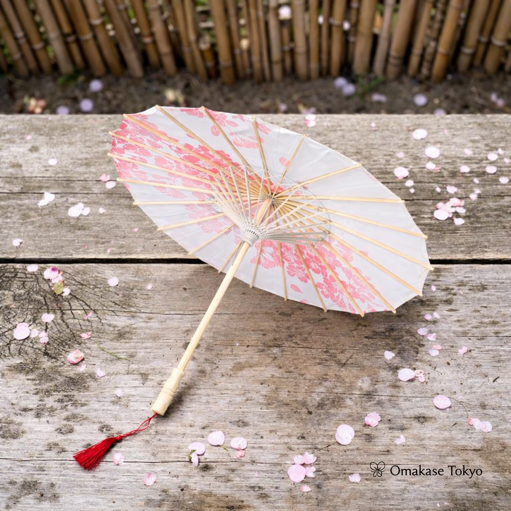 LIFKOME Japanese Paper Umbrella – Flower Pattern