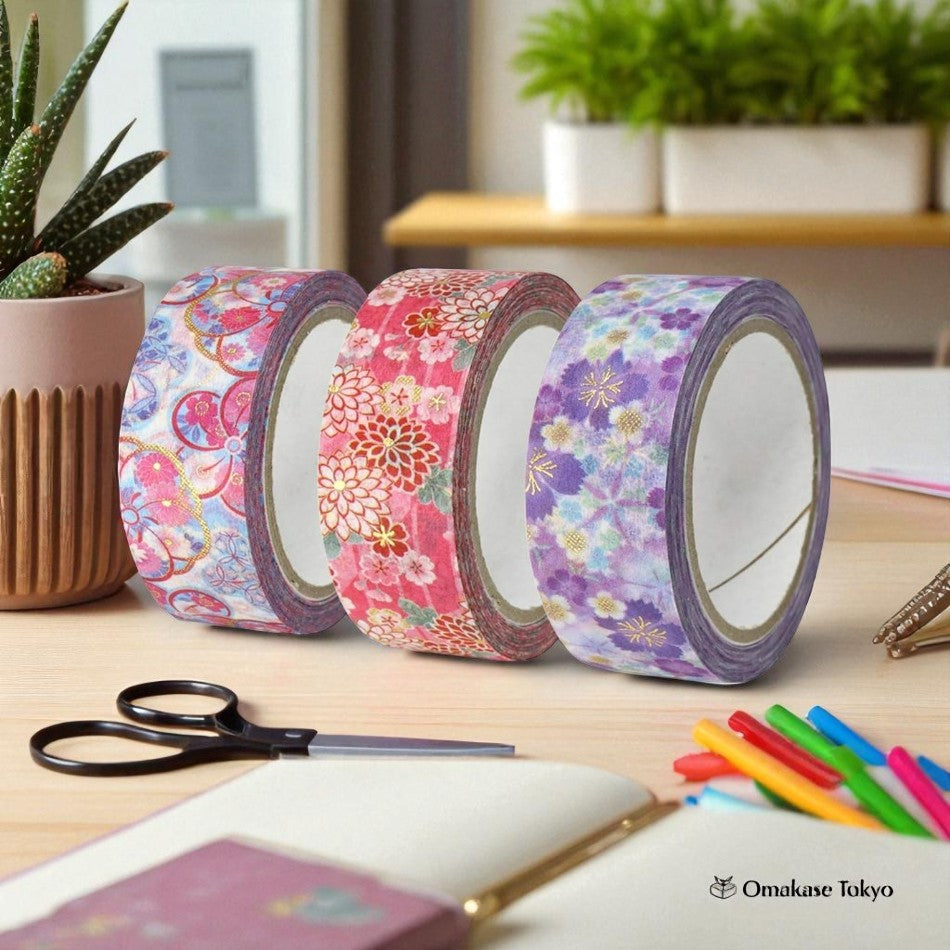 Japanese Washi Masking Tape Set 3 Rolls