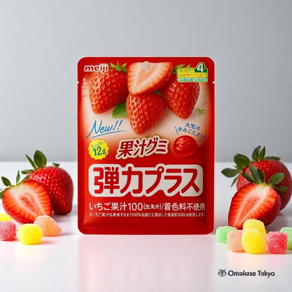 Meiji Juice Gummy Elastic Plus Strawberry