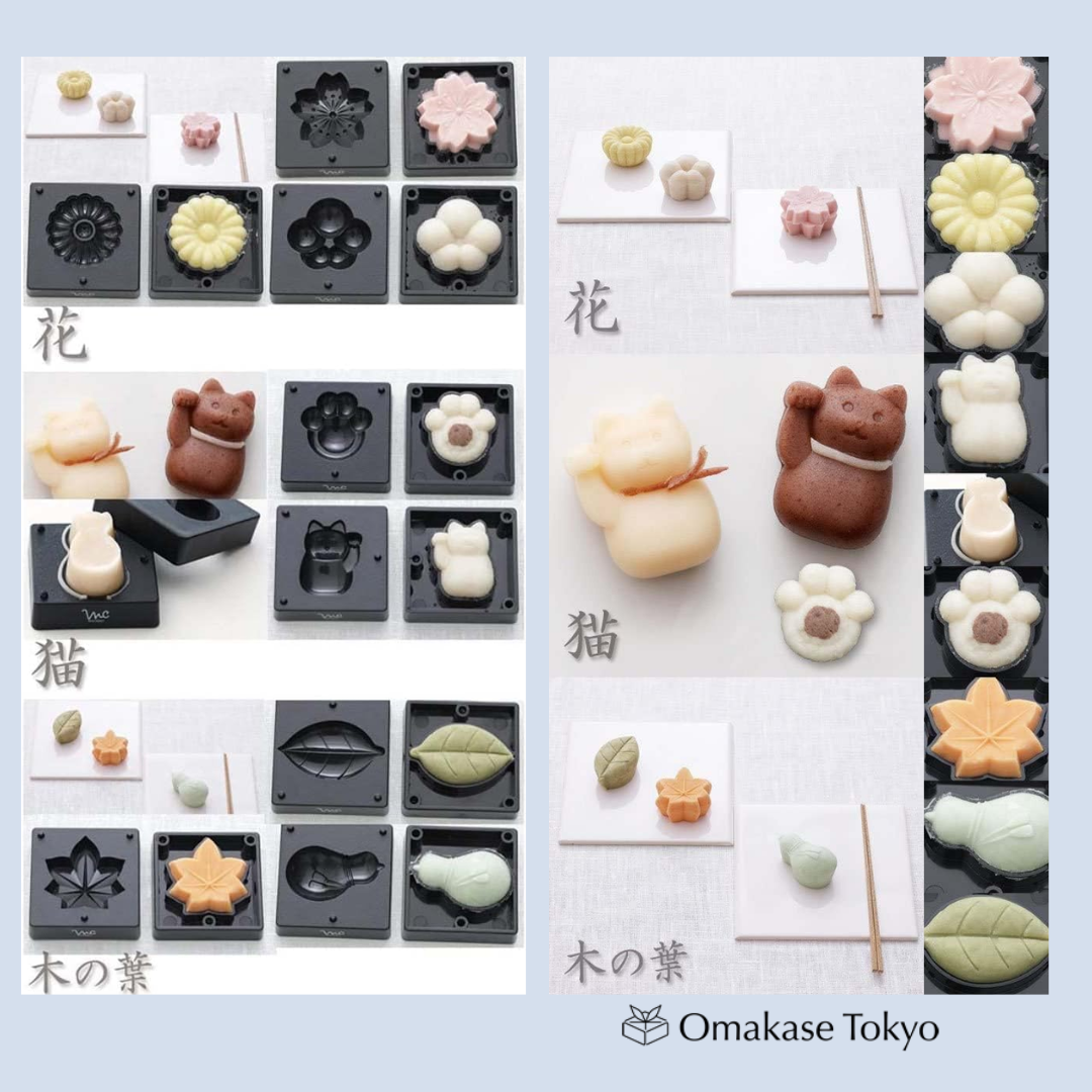 Nerikiri  Skater CWFL3S Flower Nerikiri Mold Set with Anko Sweet Bean Paste