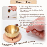 3-Piece Brass Orin Bell Set with Wooden Floral Base