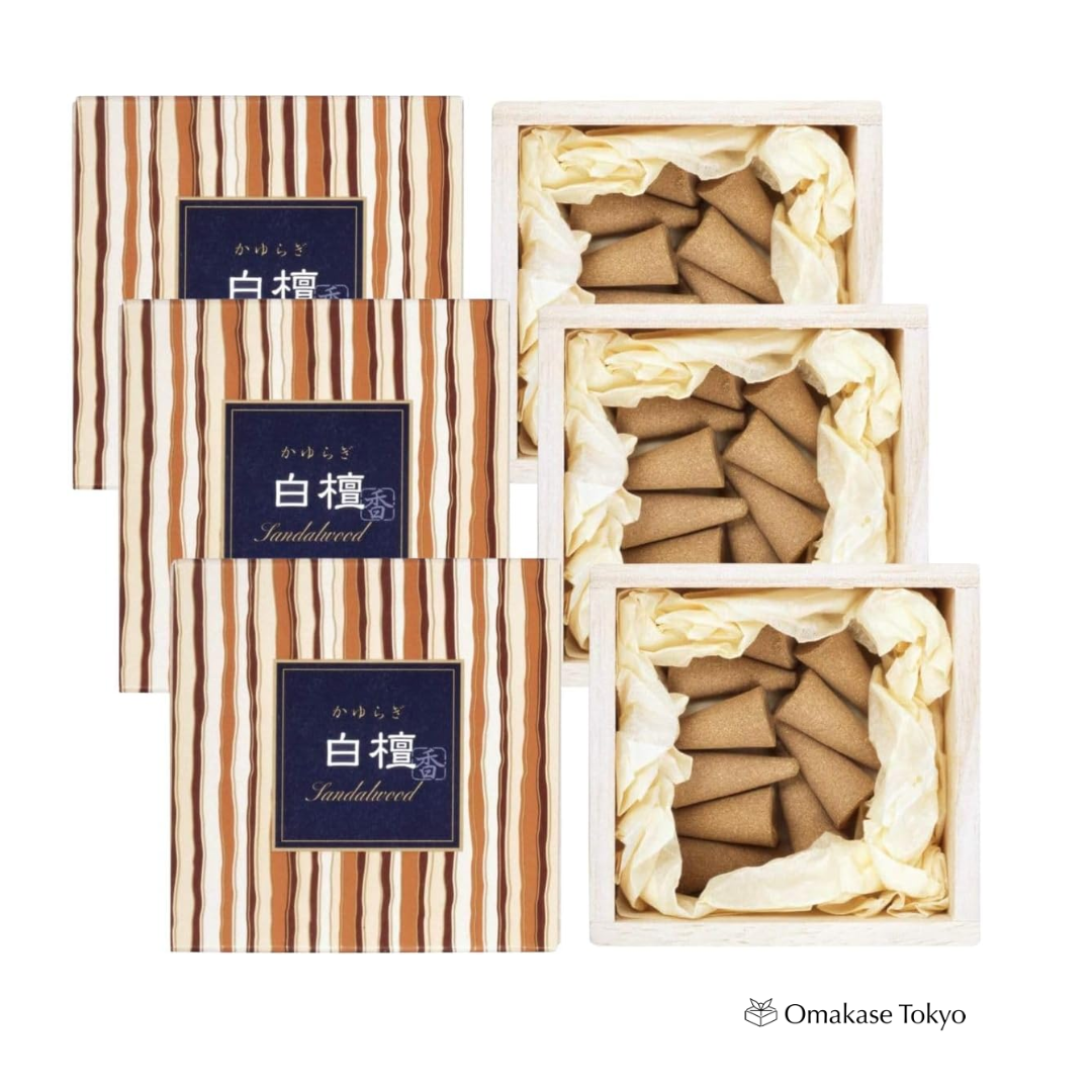 Nippon Kodo Kayuragi Sandalwood Cone Incense, 12 Cones x 3 Boxes