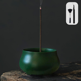 GOKEI Japanese Ceramic Incense Holder Set with Brass Stand