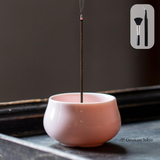 GOKEI Japanese Ceramic Incense Holder Set with Brass Stand