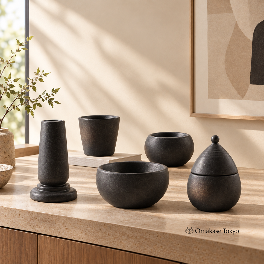 Nagomi Kobo Mino Ware Buddhist Altar Utensil Set, 5-Piece