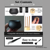 GOKEI Japanese Ceramic Incense Holder Set with Brass Stand