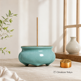 Rythene Celadon-Style Ceramic Incense Holder with 9-Hole Stand
