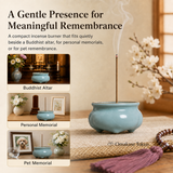 Rythene Celadon-Style Ceramic Incense Holder with 9-Hole Stand