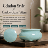 Rythene Celadon-Style Ceramic Incense Holder with 9-Hole Stand