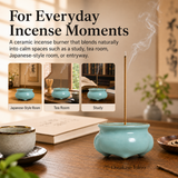 Rythene Celadon-Style Ceramic Incense Holder with 9-Hole Stand