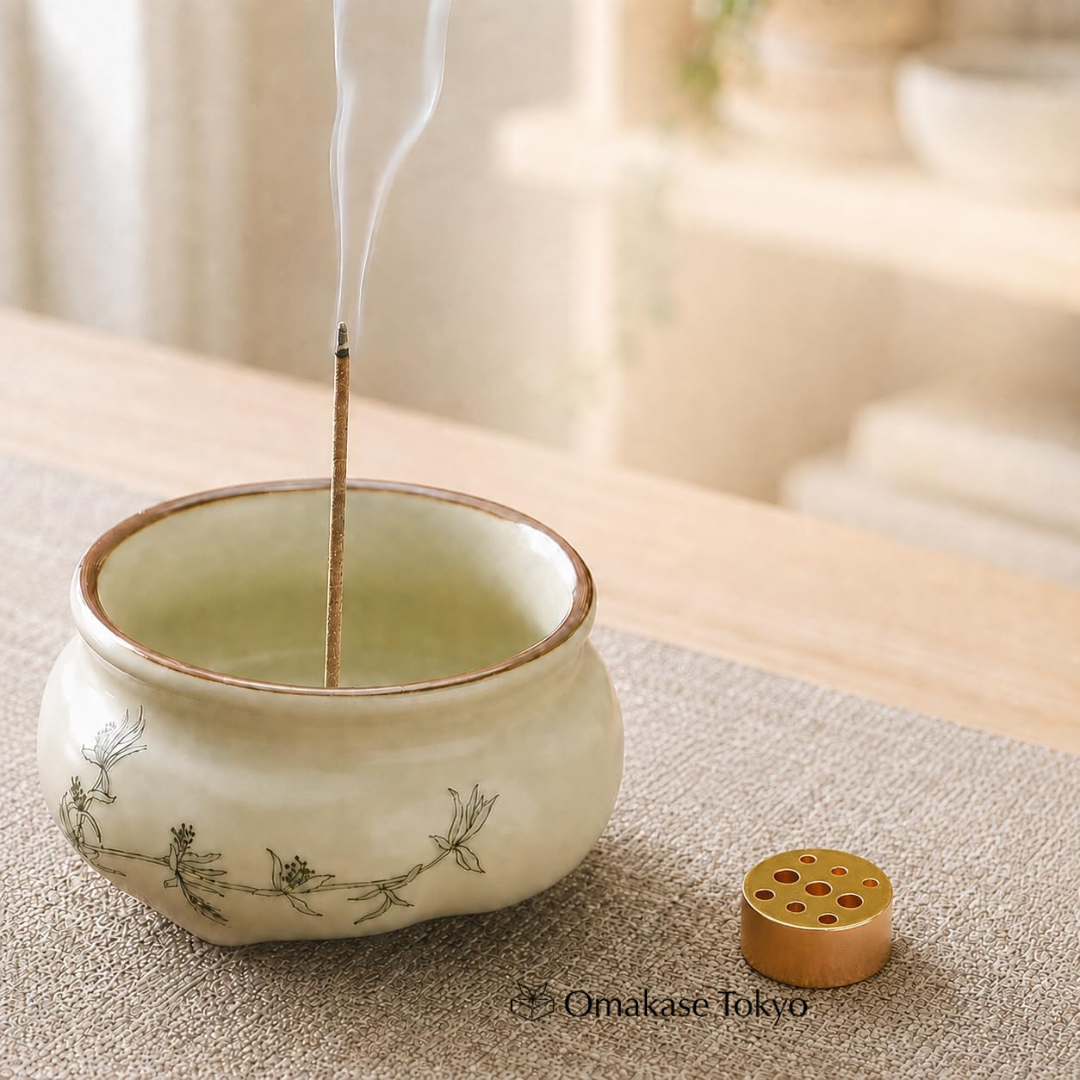 Rythene White Ceramic Incense Holder with 9-Hole Stand