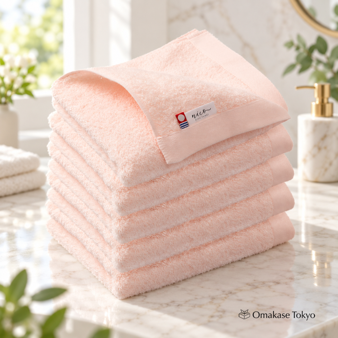 Japanese Exfoliating Towel – Imabari Nico Face Towels Set of 5