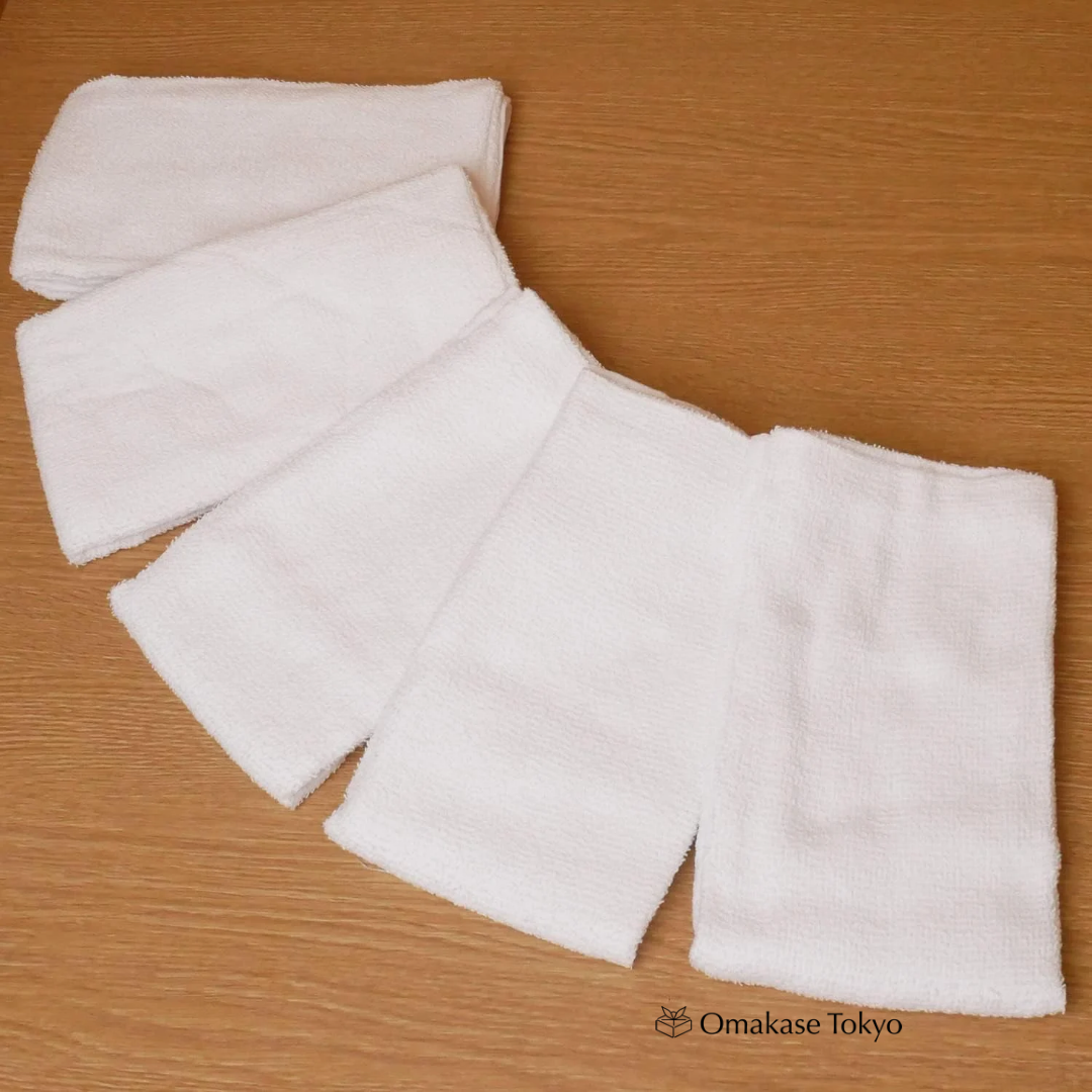 Japanese Exfoliating Towel – ACE Long White Cotton Towel Set of 5