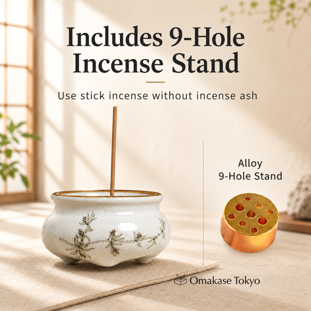 Rythene White Ceramic Incense Holder with 9-Hole Stand