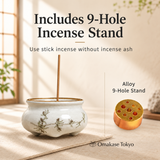 Rythene White Ceramic Incense Holder with 9-Hole Stand