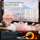 Cherry Blossom Glass Incense Holder Set – Gradient Pink