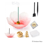 Cherry Blossom Glass Incense Holder Set – Gradient Pink