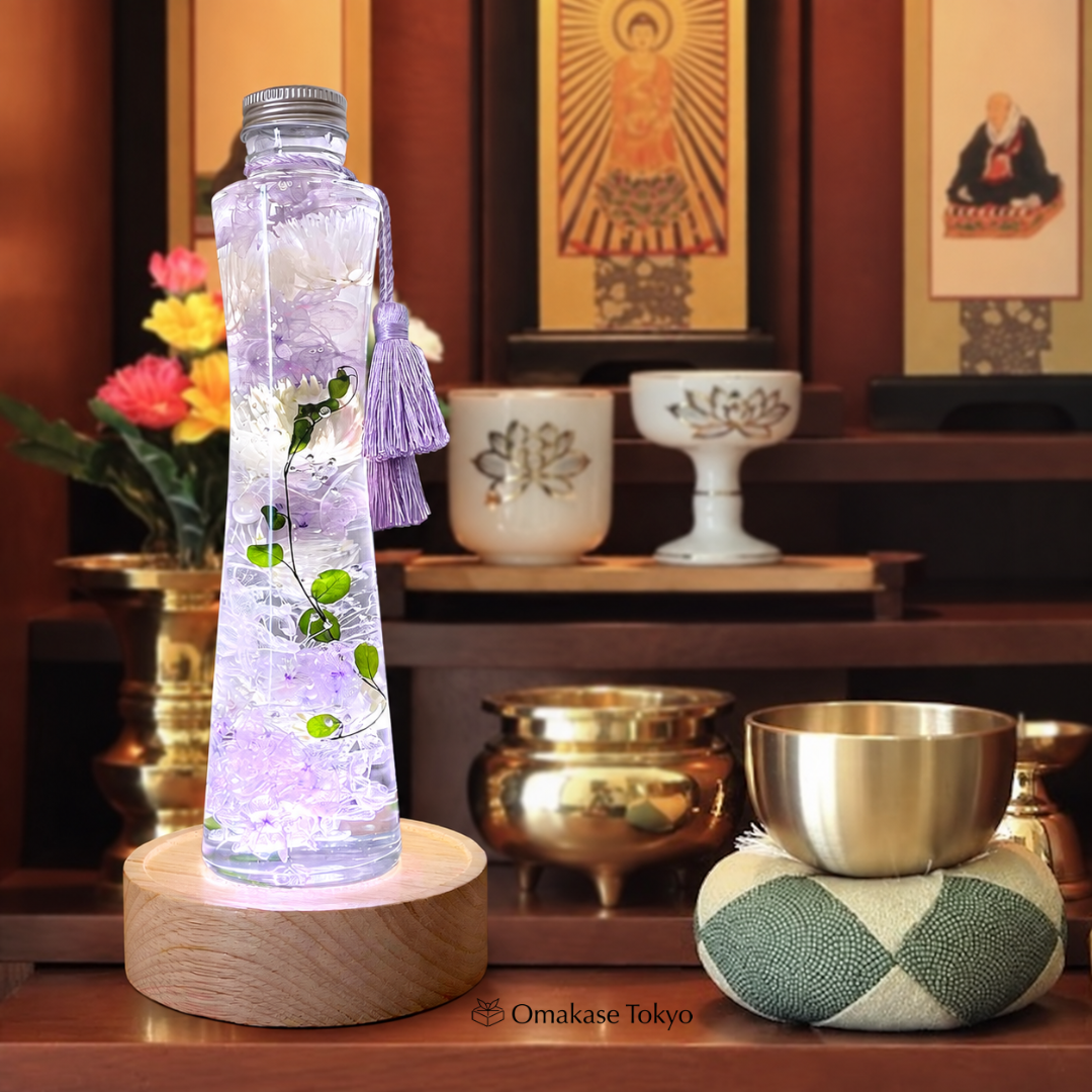 Florist Leman Preserved Flower & Incense Memorial Gift Set with LED Base