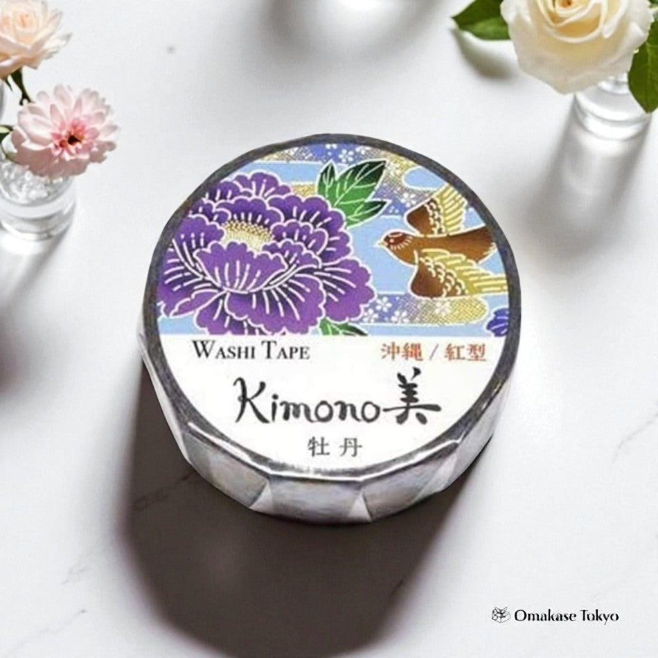 Ruban de masquage japonais Washi Okinawa Bingata Botan