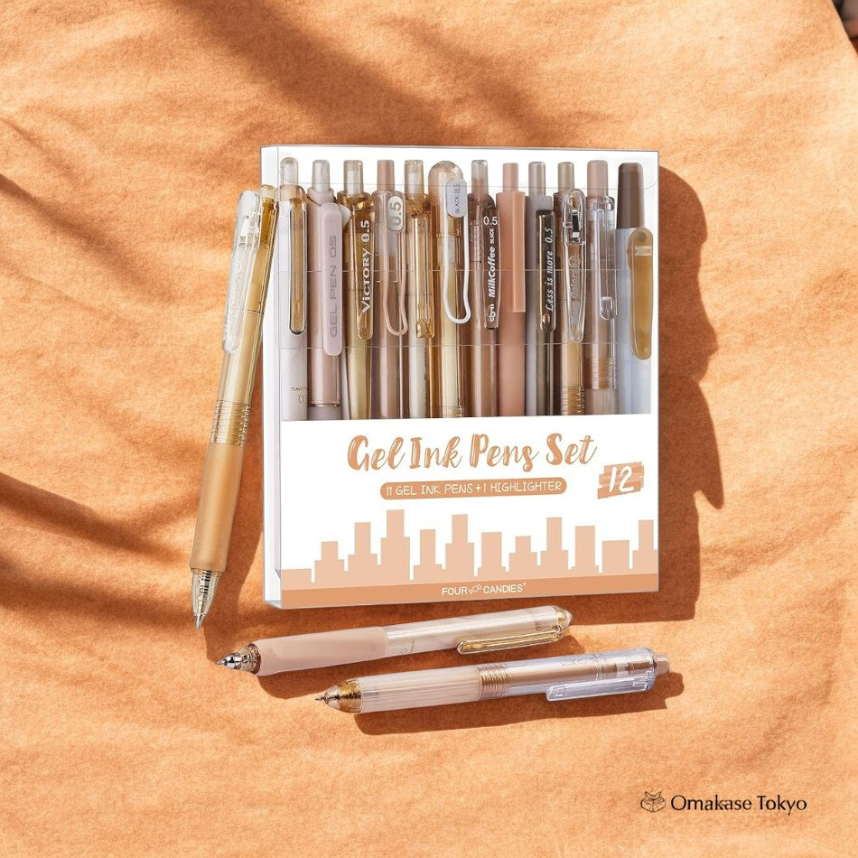 Ensemble de stylos à bille à encre gel pastel Four Candies – 12 pièces