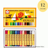 Sakura Craypas Thick Oil Pastel Crayons 12 Color Set