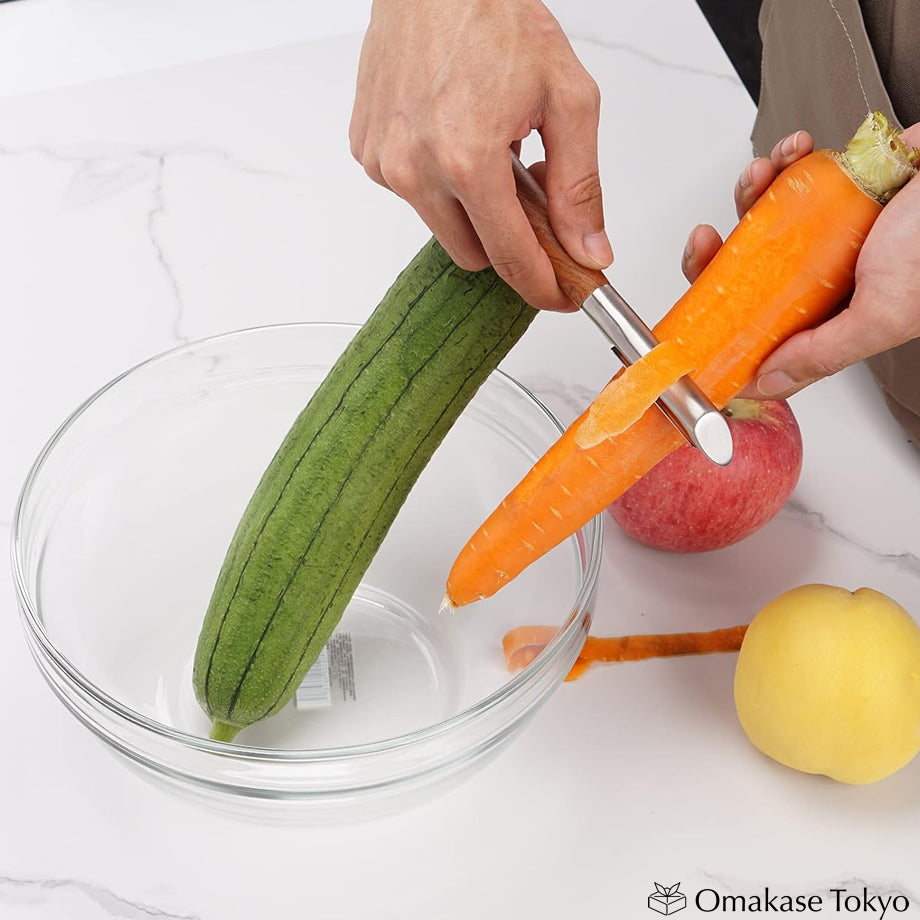 Kitchen 304 I-Shape Stainless Steel Wooden Handle Peeler Vegetable Fruit