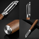 Kitchen 304 I-Shape Stainless Steel Wooden Handle Peeler Vegetable Fruit