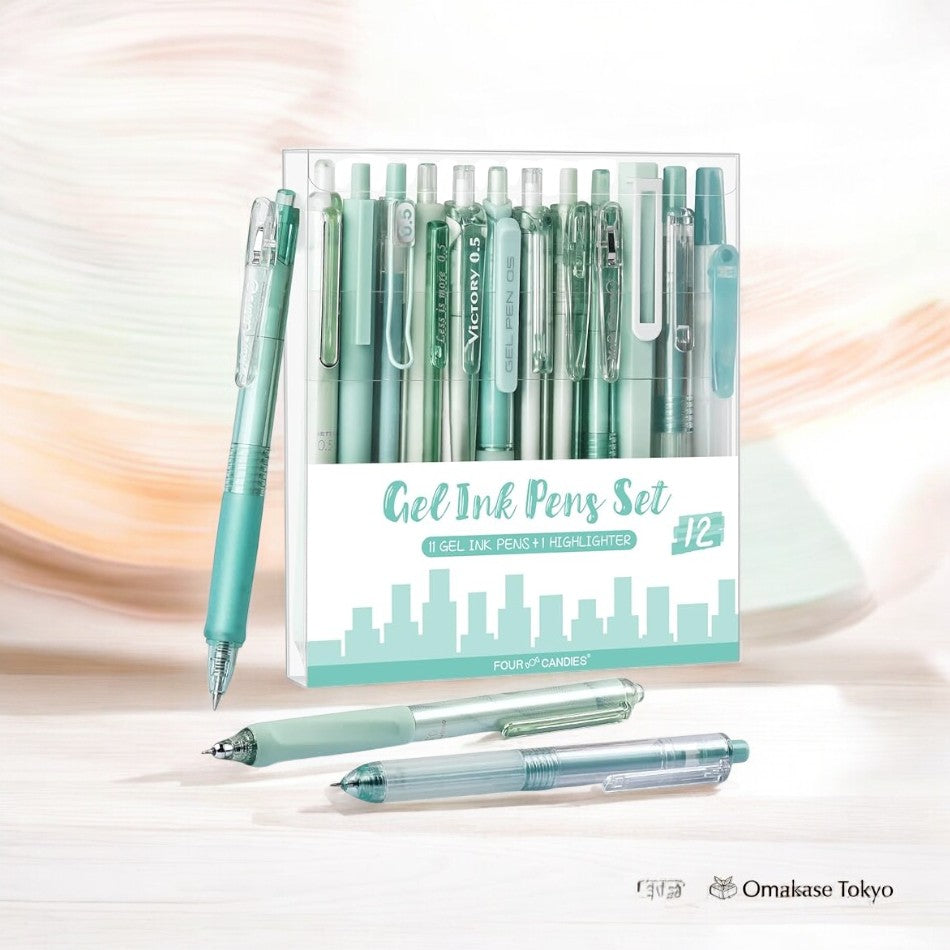 Ensemble de stylos à bille à encre gel pastel Four Candies – 12 pièces