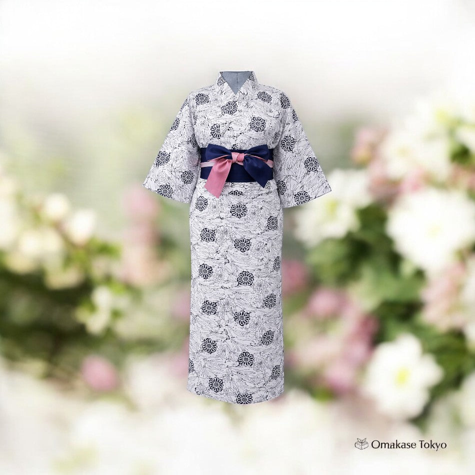 Hana San Nature 双层薄纱和服长袍 – 女士睡衣