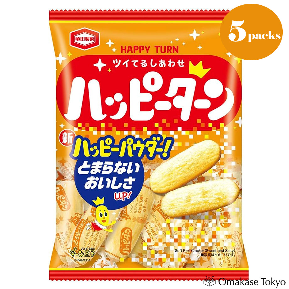 Kameda Happy Turn Senbei Rice Crackers 96g (Pack of 5 Bags)