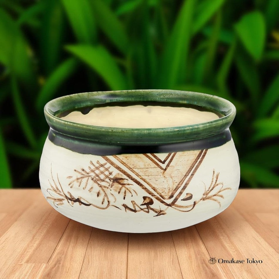 后岛茶道工具 Kensui 水碗 Oribe 风格绿色