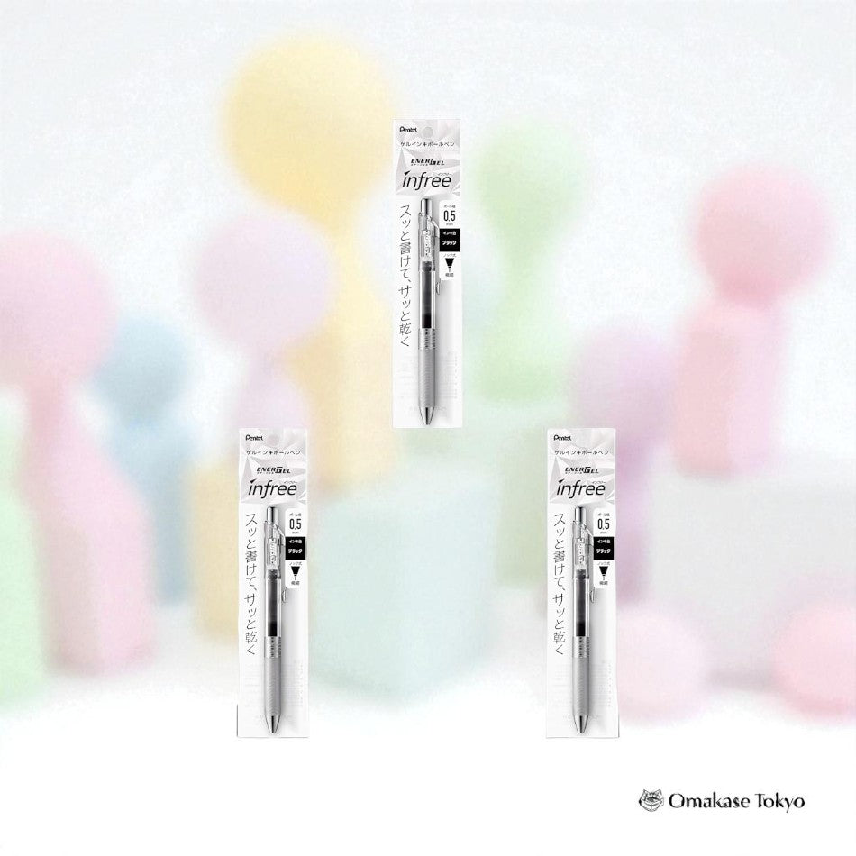 Pentel Energel Infree 圆珠笔 0.5 毫米黑色墨水（3 支装）