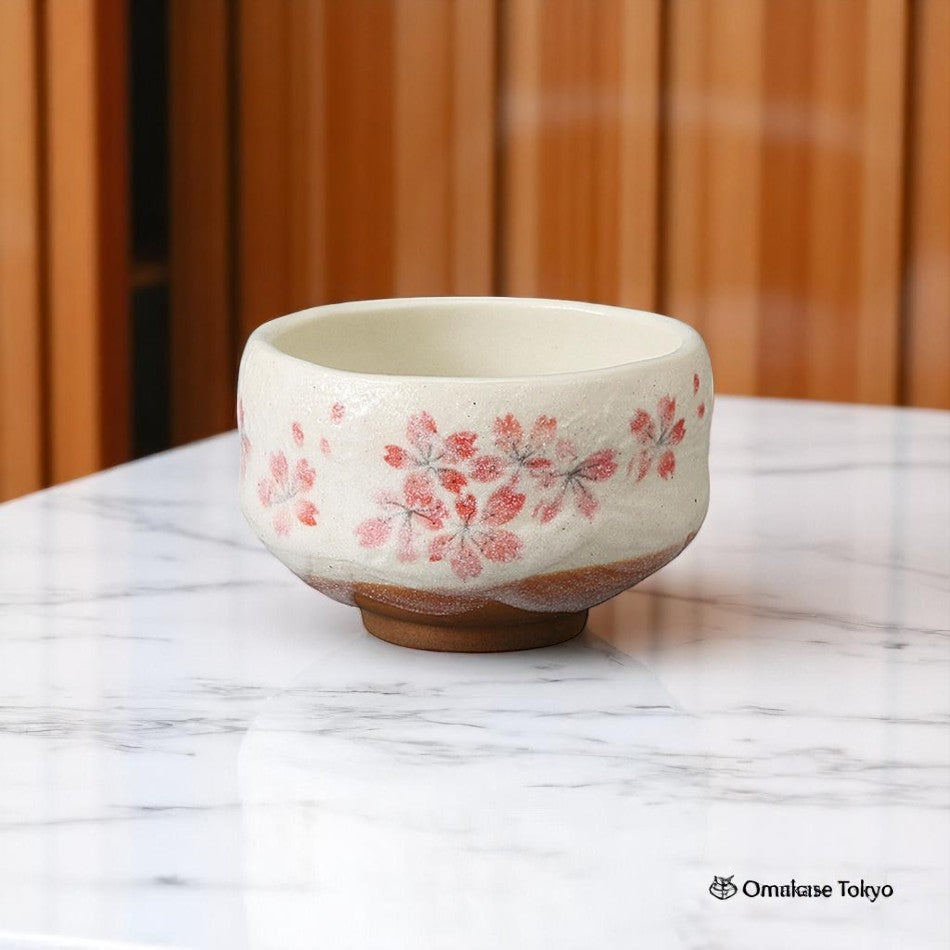 Ale-net Mini Pink Sakura Matcha Bowl Ceramic Mino Ware