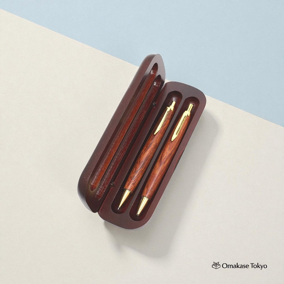 Takizawa Wooden Ballpoint & Mechanical Pencil Set – Red Wood Case