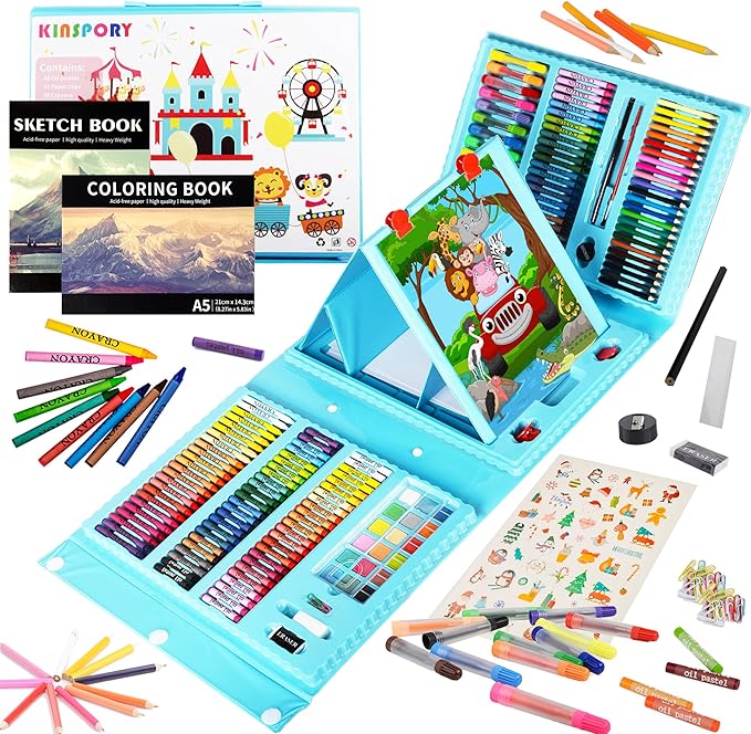 KINSPORY Ensemble d'art de dessin et de peinture pour enfants de 290 pièces