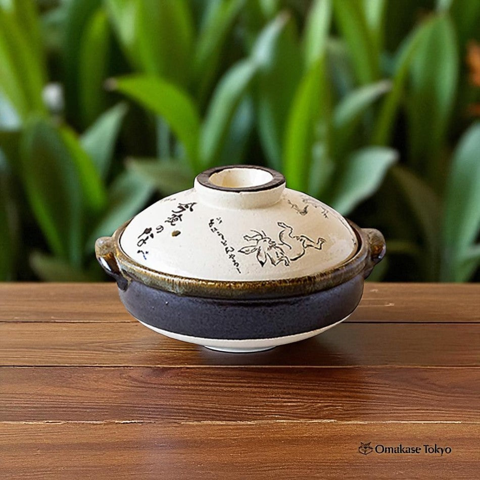 Saji Pottery Banko Ware Pot No. 6 Choju-Giga White